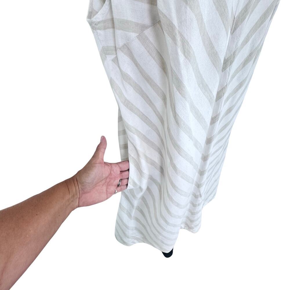 LIZ‎ CLABORNE Linen Sleeveless Dress Neutral Flax Chevron Striped Plus Size 0X - Picture 5 of 10